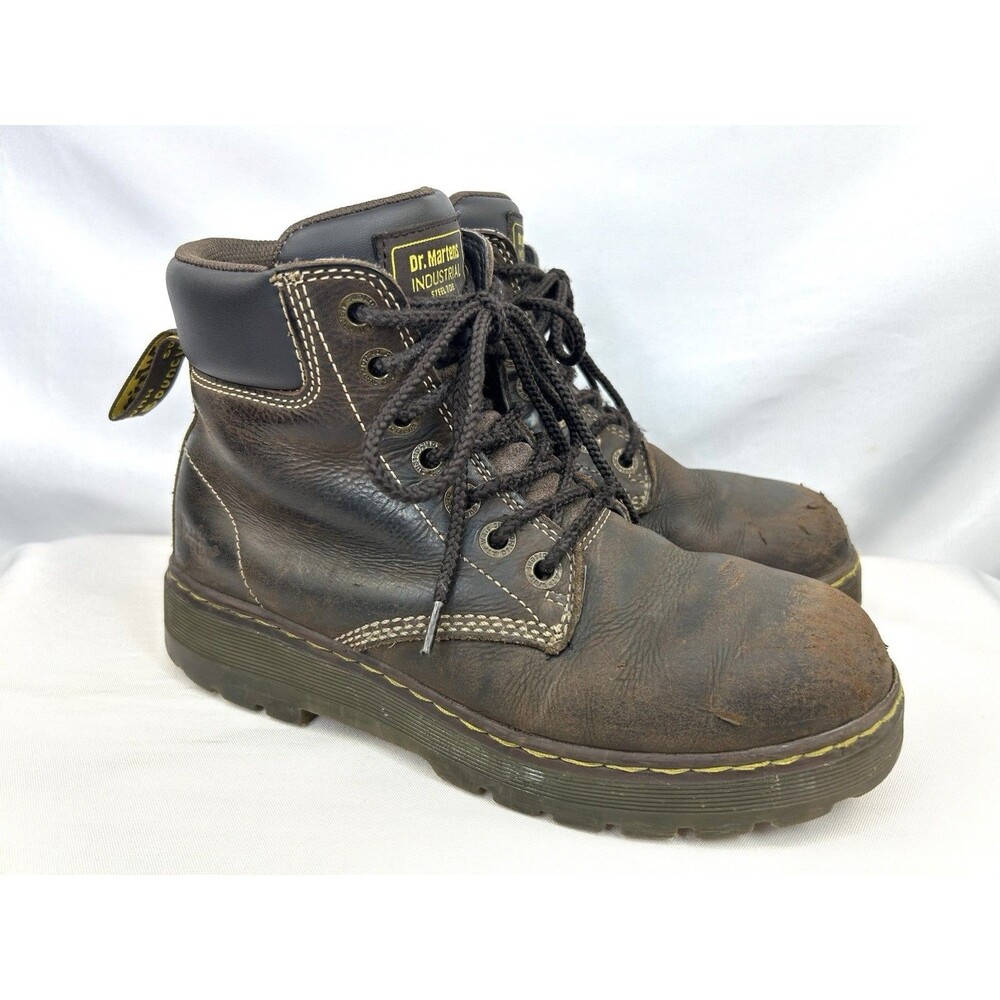 Dr Martens Steel Toe Work Boots Brown Leather Slip Resistant Winch St Men’s 8